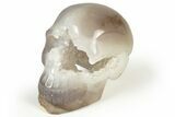Polished Banded Agate Skull with Quartz Crystal Pocket #237071-2